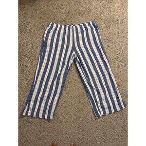 Old Navy Womens Pull On Wide Leg Pants Sz 2X Striped Nautical Beachy Resort
